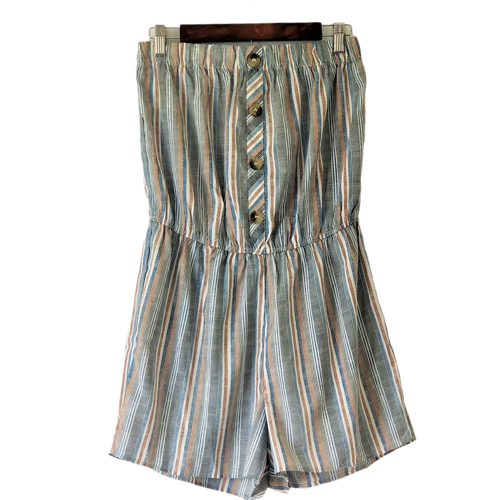 Hint of Blush striped strapless romper - Beautiful Multicolor - Size L